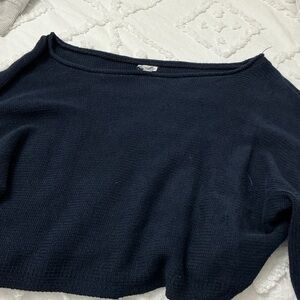 Garage Off-the-Shoulder Navy Sweater